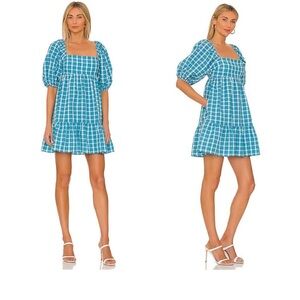 Amanda Uprichard Puff Sleeves Plaid Mini Dress Medium